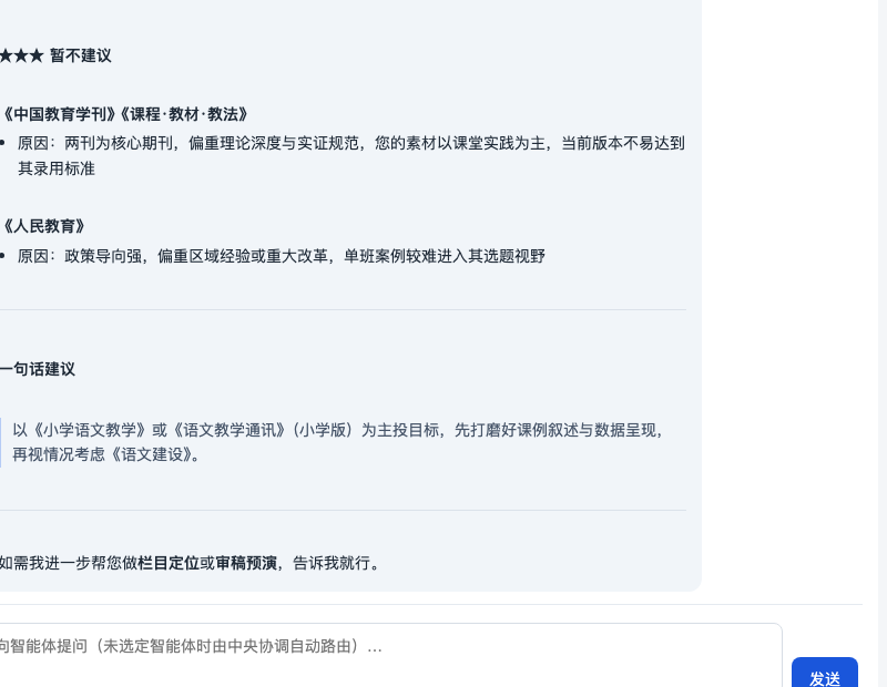 投稿适配智能体基于期刊画像库给出的分档推荐